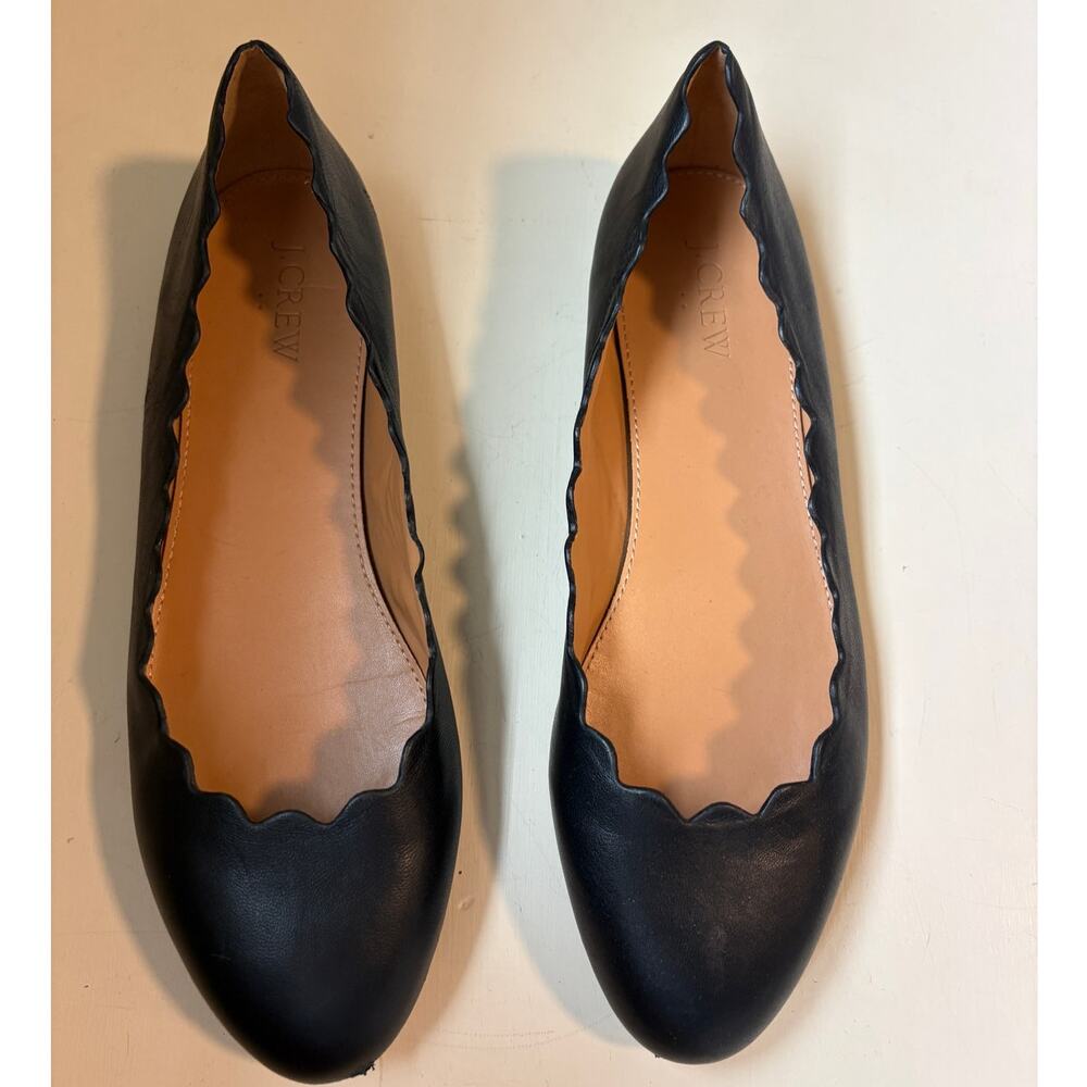 J.Crew Scalloped Black Ballet Flats 8.5